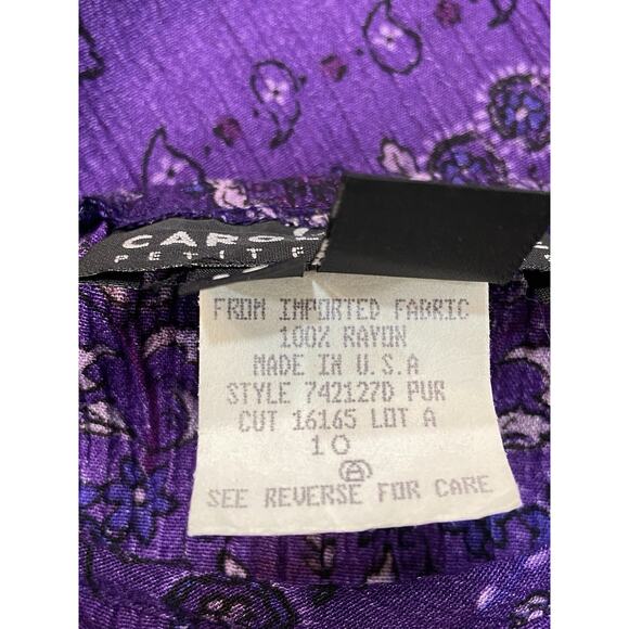 VINTAGE Carole Little Purple Crinkled Rayon Paisley Skirt & Top Set size 10P - Picture 13 of 14